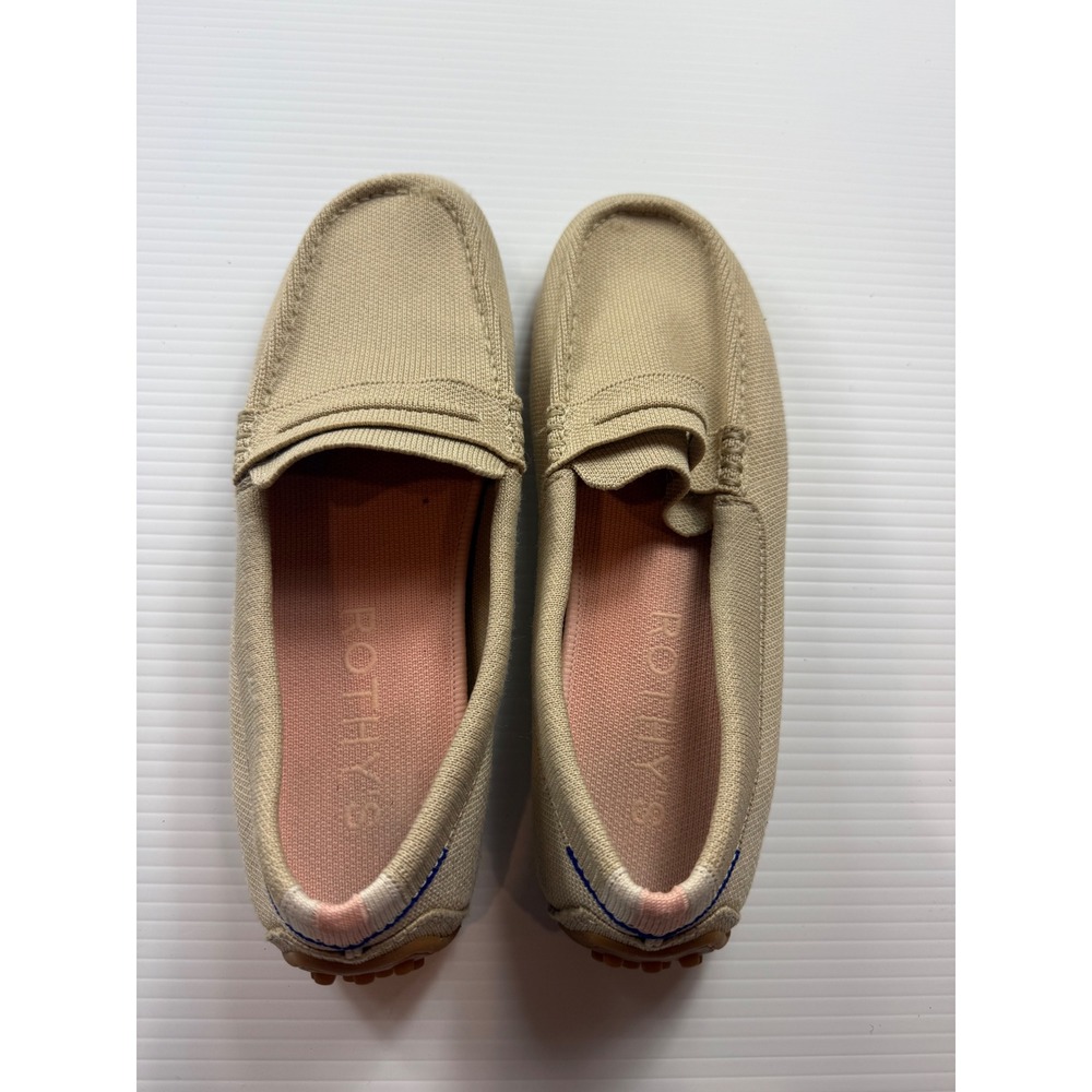 Rothys The Driver‎ Loafers Sesame Tan Knit Penny Driving Mocs Womens 9.5 069